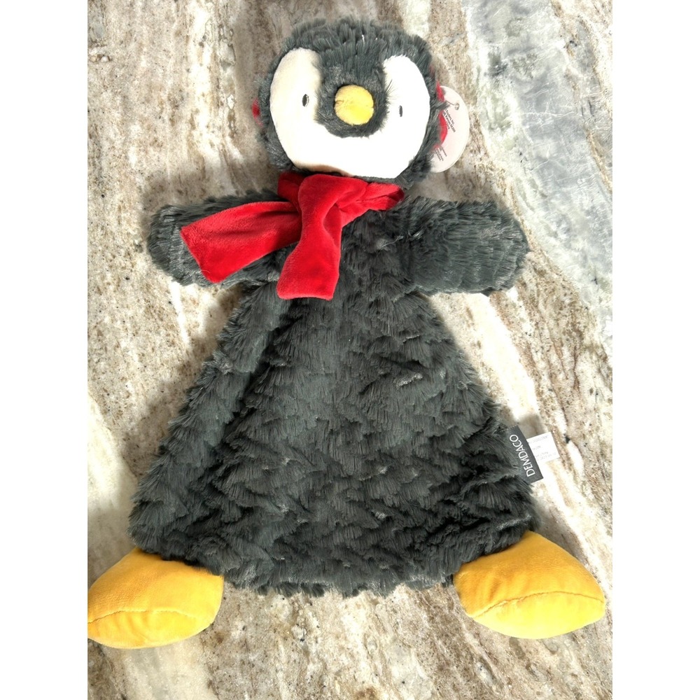 DEMDACO Penguin with Scarf Plush Lovey Baby Rattle Security Blanket 15in